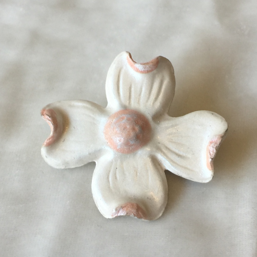 Handmade Dogwood Flower Clay Brooch